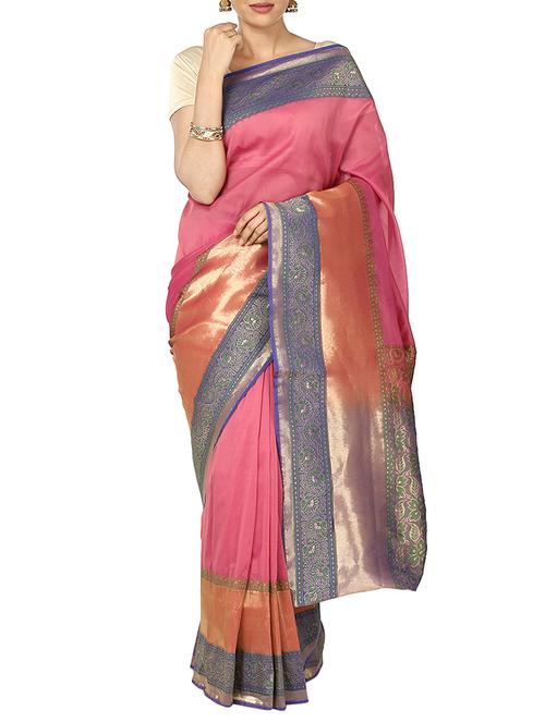 pink silk saree - 11010831 - Very Small Image - 1