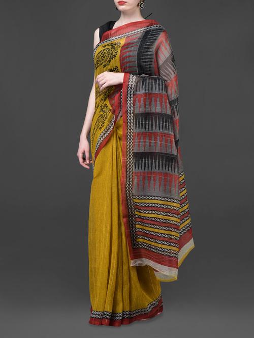 geometric pattern pallu art silk saree - 1101428 - Very Small Image - 1