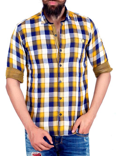 yellow cotton casual shirt - 11015009 - Very Small Image - 1