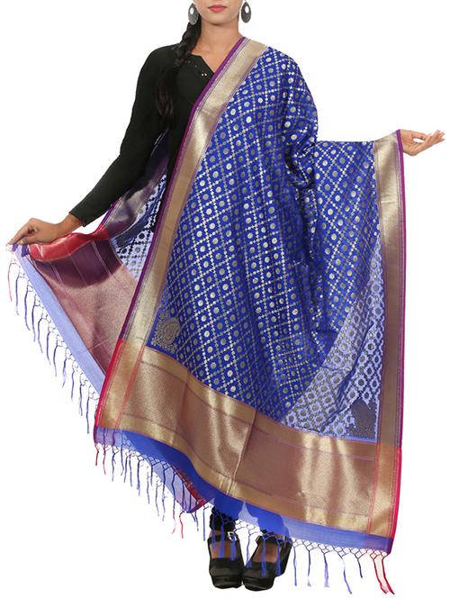 blue silk dupatta - 11015718 - Very Small Image - 1