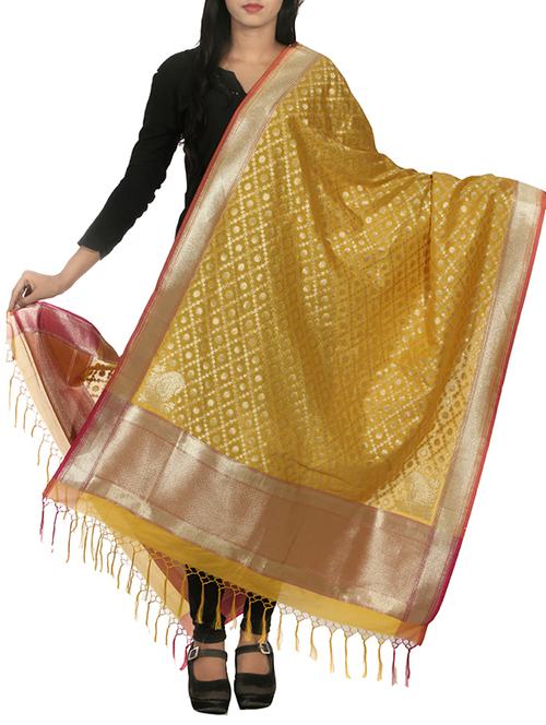 yellow silk dupatta - 11015720 - Very Small Image - 1