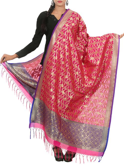 pink silk dupatta - 11015736 - Very Small Image - 1