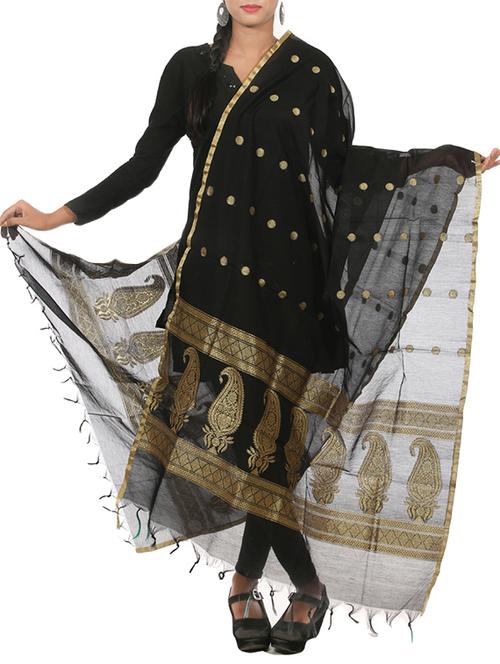 black silk dupatta - 11015752 - Very Small Image - 1