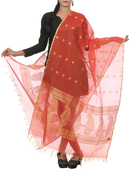 orange silk dupatta - 11015753 - Very Small Image - 1