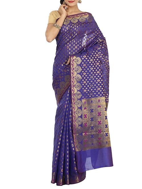 zari motifs banarasi saree with blouse - 11016062 - Very Small Image - 1