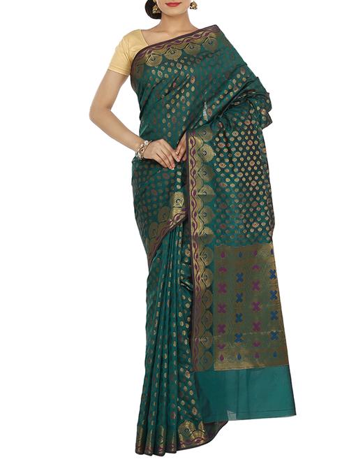 zari motifs banarasi saree with blouse - 11016063 - Very Small Image - 1