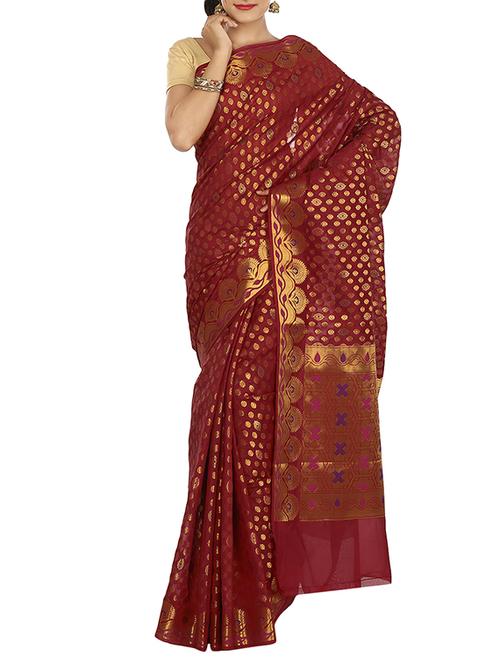 zari motifs banarasi saree with blouse - 11016064 - Very Small Image - 1