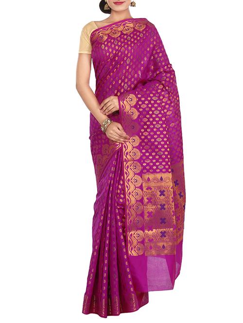 magenta silk saree - 11016066 - Very Small Image - 1
