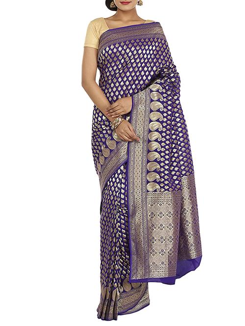 blue silk saree - 11016074 - Very Small Image - 1