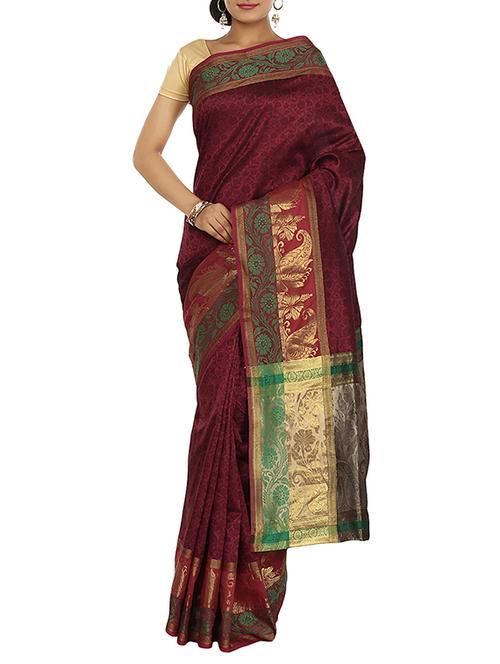 zari motifs woven saree with blouse - 11016103 - Very Small Image - 1