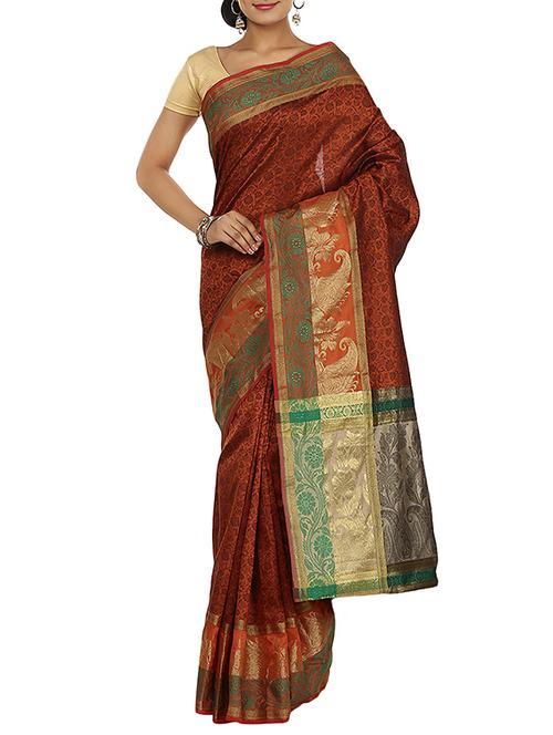 zari floral woven saree with blouse - 11016105 - Very Small Image - 1