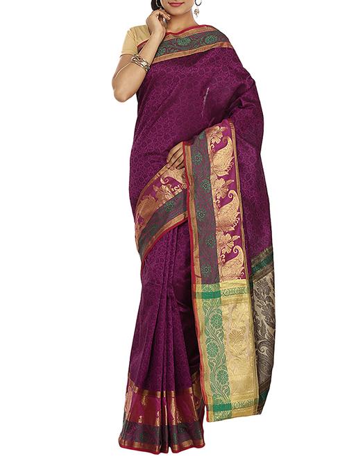 zari banarasi silk saree with blouse - 11016107 - Very Small Image - 1