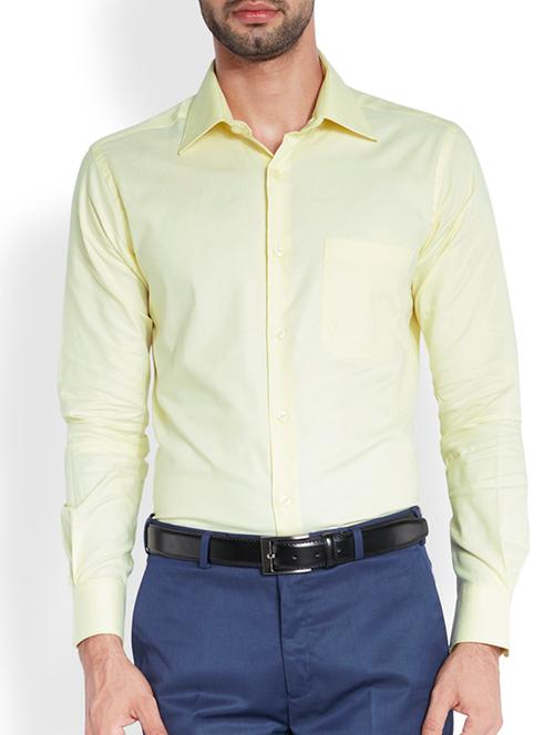 yellow cotton formal shirt - 11016178 - Very Small Image - 1