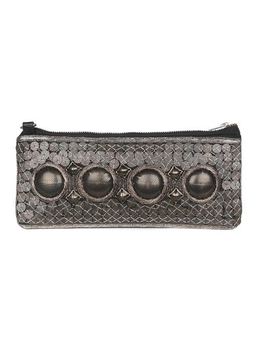 grey leather clutch - 11017265 - Very Small Image - 1