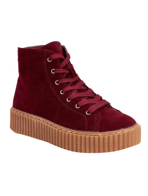 maroon faux leather boots - 11018132 - Very Small Image - 1