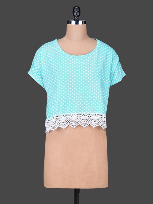 lace border polka printed top - 1102406 - Very Small Image - 1