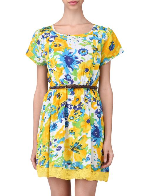 multicolored rayon floral printed dress - 1102414 - Very Small Image - 1