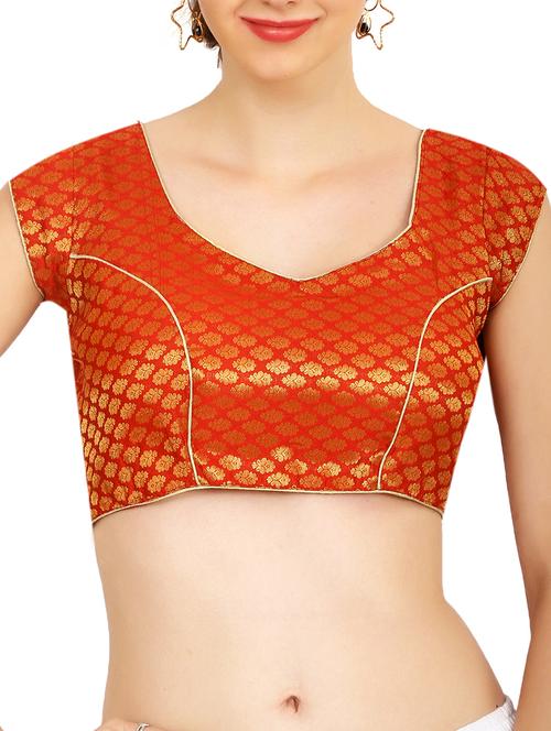 orange silk brocade blouse - 11027081 - Very Small Image - 1