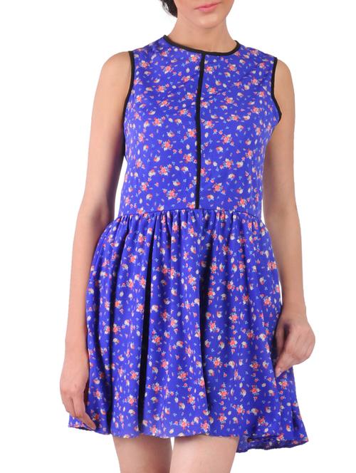 blue,red,yellow poly crepe dress - 11030160 - Very Small Image - 1