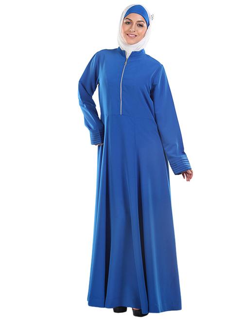 front zipper opening blue abaya - 11032230 - Very Small Image - 1