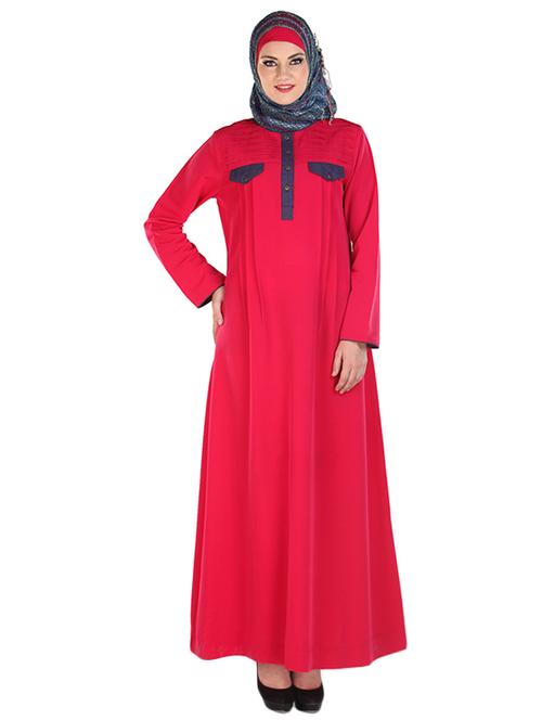 dark pink koshibo full sleeved abaya - 11032257 - Very Small Image - 1