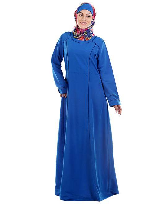 cobalt blue full sleeved abaya - 11032275 - Very Small Image - 1