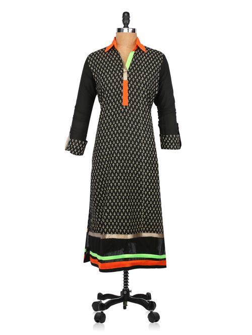 shirt collar printed kurta - 1103439 - Very Small Image - 1