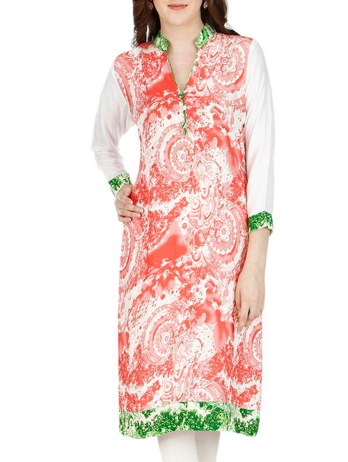 red cotton straight kurta - 11037350 - Very Small Image - 1