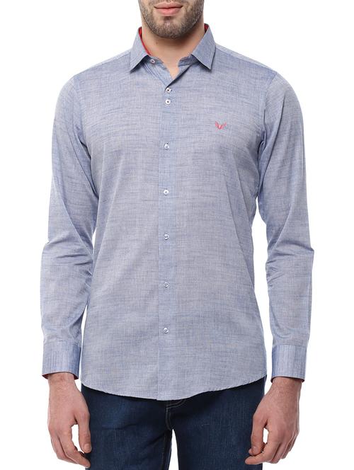 blue cotton casual shirt - 11038351 - Very Small Image - 1