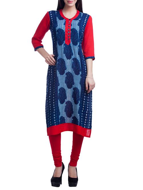 blue rayon printed kurta - 11038444 - Very Small Image - 1