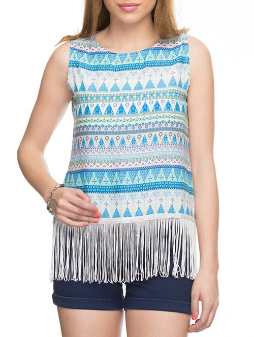 white & blue rayon top - 11043389 - Very Small Image - 1