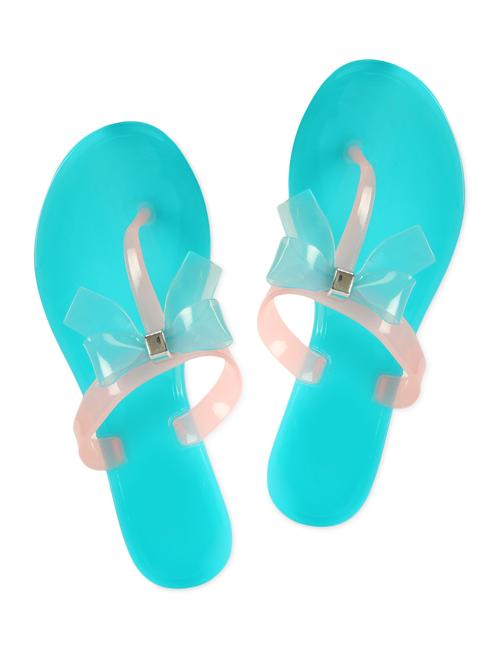 Blue t-strap slippers - 1104481 - Very Small Image - 1