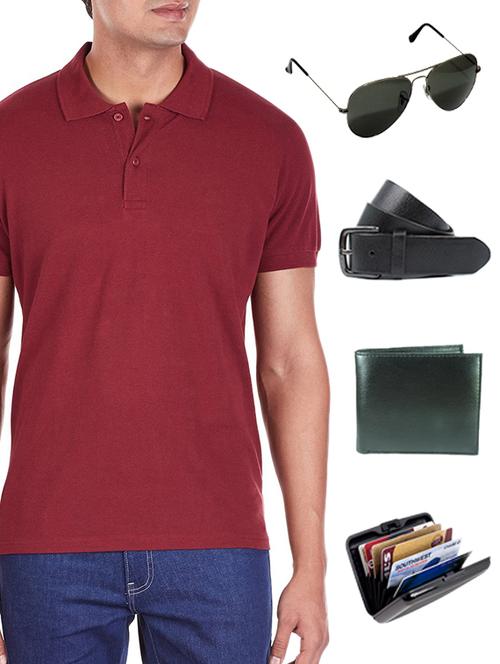 maroon cotton t-shirt - 11045126 - Very Small Image - 1