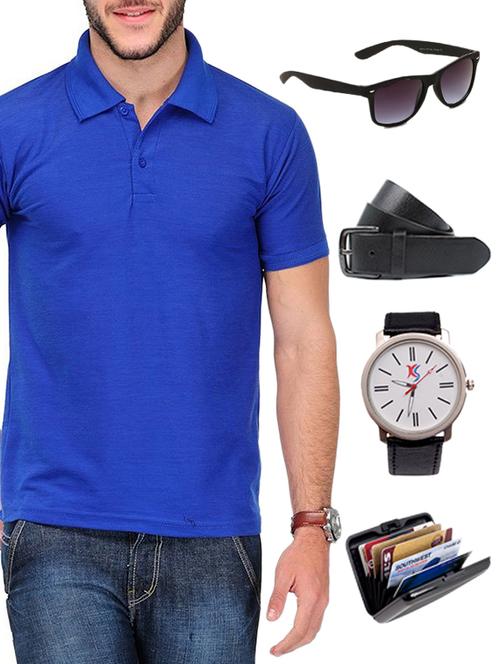 blue cotton t-shirt - 11045133 - Very Small Image - 1
