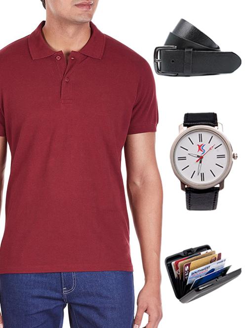 maroon cotton t-shirt - 11045142 - Very Small Image - 1