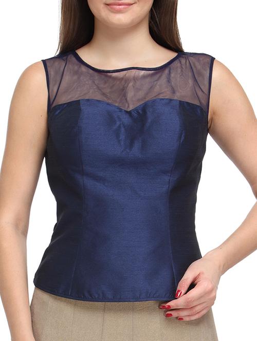 blue poly georgette top - 11045628 - Very Small Image - 1