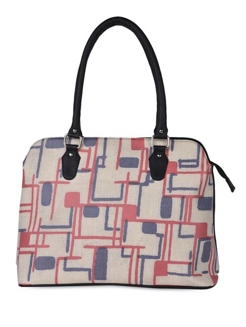 black abstract printed leatherite satchel - 1104605 - Very Small Image - 1