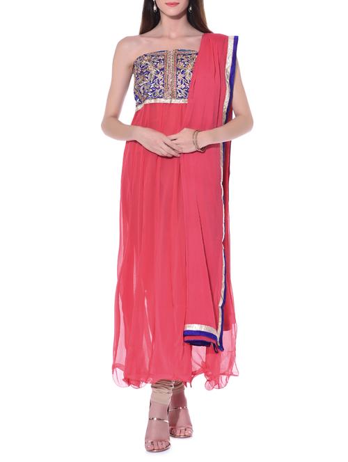 Pink embroidered unstitched suit set - 11048361 - Very Small Image - 1