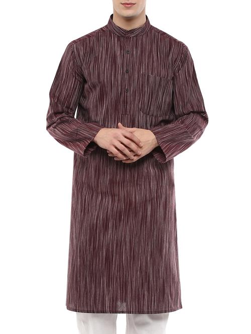 maroon cotton kurta - 11049452 - Very Small Image - 1