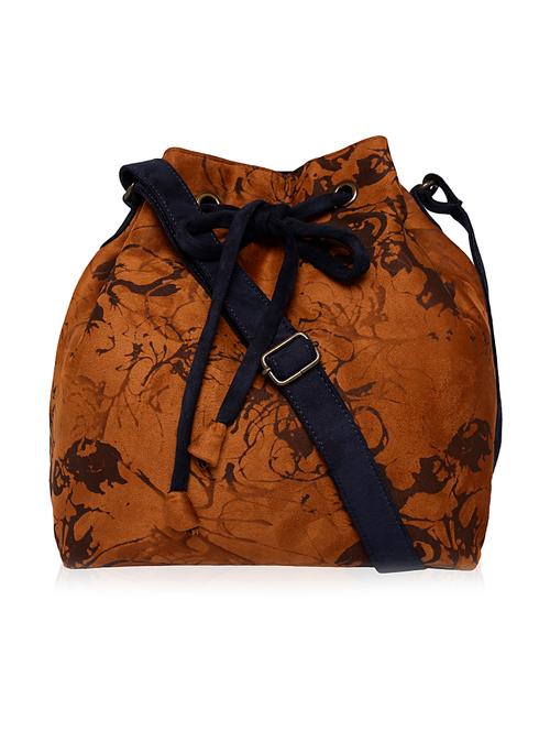 tan fabric suede sling bag - 11055120 - Very Small Image - 1