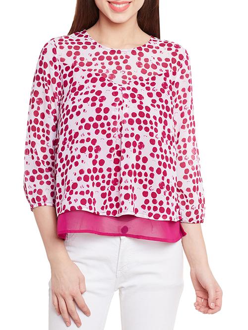 pink , white polyester top - 11061454 - Very Small Image - 1