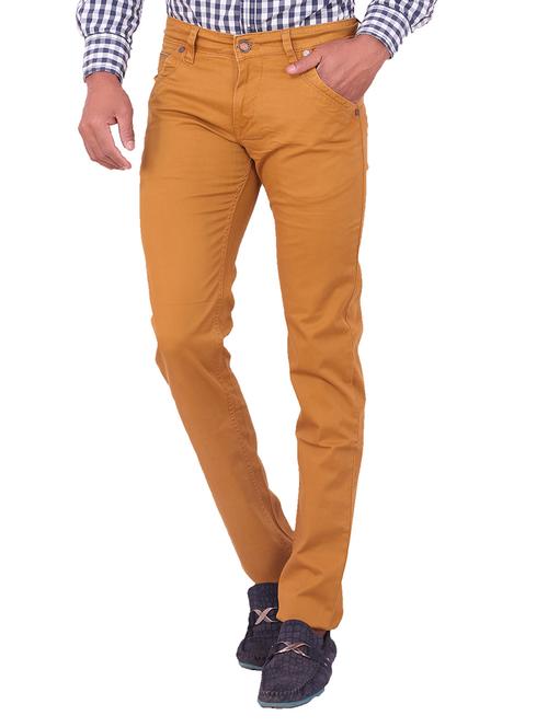 yellow cotton lycra casual trousers - 11062211 - Very Small Image - 1