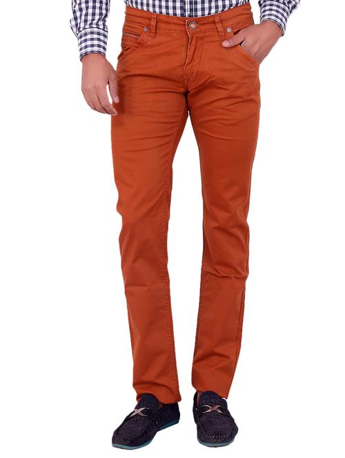 orange cotton lycra casual trousers - 11062214 - Very Small Image - 1