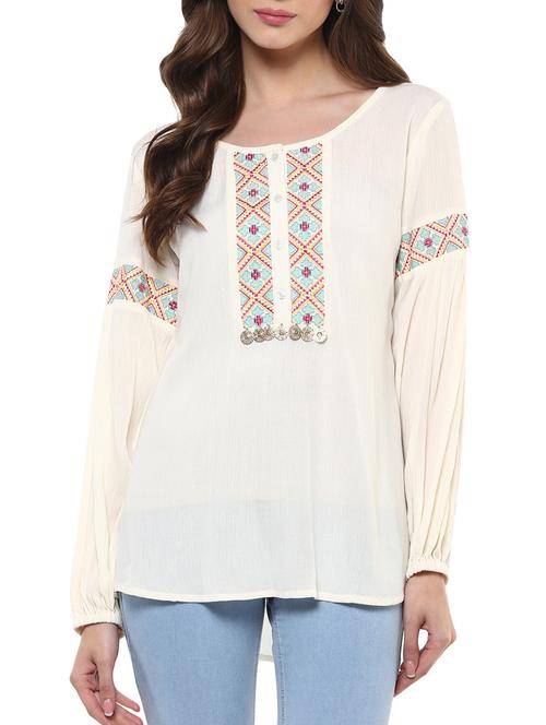 off white rayon peasant top - 11063139 - Very Small Image - 1