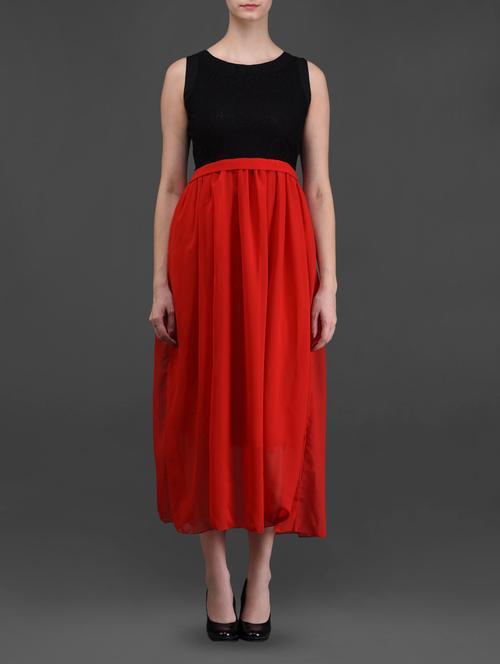 red georgette fit & flayered dress - 1106442 - Very Small Image - 1