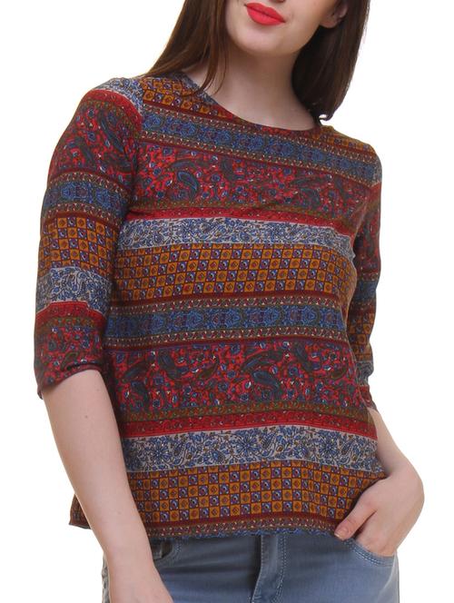brown printed crepe top - 11065302 - Very Small Image - 1