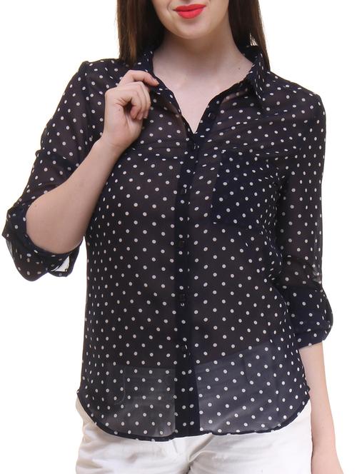 navy blue georgette shirt - 11065308 - Very Small Image - 1