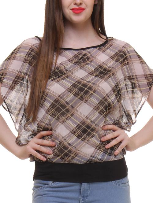checked bag wing sleeved top - 11065344 - Very Small Image - 1