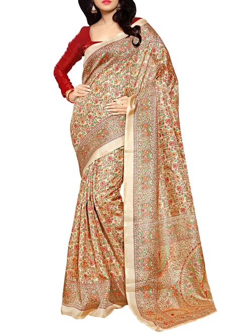 multi colored khadi silk printed saree with blouse - 11065476 - Very Small Image - 1