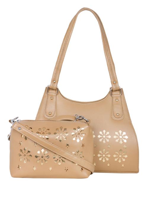 beige leatherette cutwork handbag with pouch - 11065919 - Very Small Image - 1